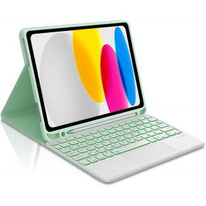 , Clavier Pour Ipad A16 2025 Et Ipad 10 Gen 2022, Étui Avec Clavier Pour Ipad 10.9/11"", Coque Tactile Magnétique Rétro-Éclairé Bluetooth Keyboard Ipad10, Italien Layout, Usb C, Vert - Neuf
