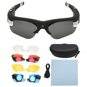 Lunettes d'action HD 1080p, enregistrement video, intelligentes, avec 4 paires d'objectifs, pour cyclisme, conduite, chasse - Neuf