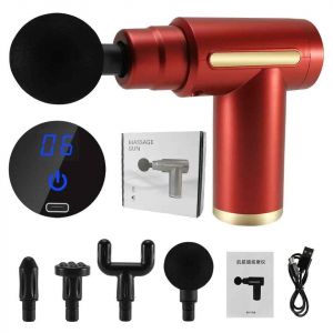 Clearance-Portable Pistolet De Massage Fascial Pistolet À Percussion Électrique Masseur Relaxation Du Corps Avec Écran Tactile Led 4ma Remplaçable - Type Rouge-Usb - Neuf