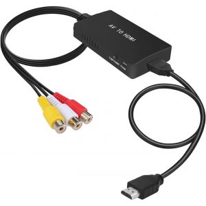 Convertisseur Av Vers Hdmi,Adaptateur Av Vers Hdmi,Convertisseur Audio Vidéo Composite Cvbs Prenant En Charge 1080p Pour Ps2/Ps3/Stb/Xbox Vhs/Vcr/Blu-Ray Lecteurs Dvd - Neuf
