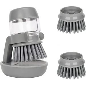 de cuisine avec support pour nettoyage d'&eacute;vier-&agrave; vaisselle-distributeur de savon rechargeable pour nettoyage de cuisine-avec 2 recharges (Gris) - Neuf