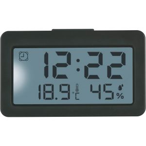60.2045.10 Mini r&eacute;veil num&eacute;rique avec Fonction Alarme, thermom&egrave;tre et hygrom&egrave;tre, id&eacute;al comme Horloge de Voyage, Horloge &agrave; Quartz, Horloge de Table, Petit et Compact, Gris - Neuf
