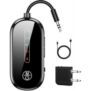 Adaptateur Avion Bluetooth 5.4 - Transmetteur Récepteur 2 En 1 Pour Tv, Adaptateur Aux Bluetooth Vers 2 Air-Pods, Répartiteur Bluetooth Avec Adaptateur Auxiliaire Supplémentaire De Double 3,[Z5310] - Neuf