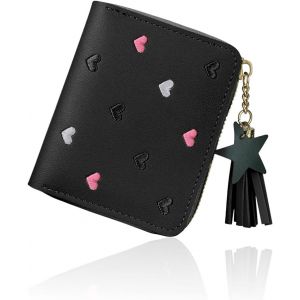 CAUC-Porte Monnaie Femme avec Pendentif &Eacute;toile, Portefeuille pour Femme Porte-Cartes en Cuir PU, Petit Portefeuille Femme Porte-Cartes de Cr&eacute;dit, Porte Feuilles pour Femme (Noir) - Neuf