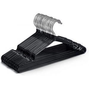 Jexnovashop-Cintres En M&eacute;tal Rev&ecirc;tus De Caoutchouc Premium - Lot De 20, Gain De Place, Organisation, Rangement, Cintres Robustes Pour Armoire, Penderie, Dressing, Porte-Manteaux Et Barre-Tringle (Noi - Neuf