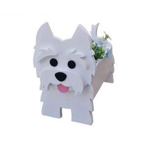 Jardini&egrave;re en PVC West Highland Terrier &iquest; Pot de fleurs en forme de chien pour jardinage int&eacute;rieur et ext&eacute;rieur - Neuf