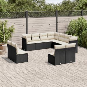 Prolenta Premium - Salon De Jardin 11 Pcs Avec Coussins Noir R&eacute;sine Tress&eacute;e - Neuf