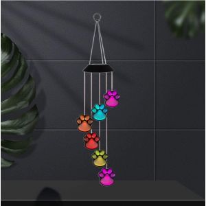 Mevronisshop-Carillon &Eacute;olien Solaire D'ext&eacute;rieur Chien Chat Animal De Compagnie Empreinte De Patte Rappel Carillon &Eacute;olien &Eacute;tanche D&eacute;coration Ext&eacute;rieure Lumi&egrave;re Adapt&eacute;e Pour La Cour, Le Jardin, La Ter - Neuf