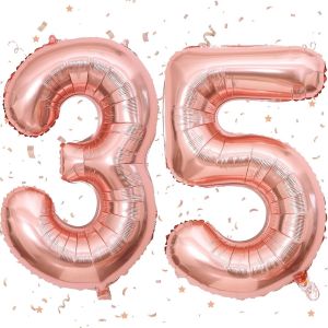 Ballon En Feuille D'Or Rose En Forme De Chiffre 35 Pour D&eacute;coration De F&ecirc;te D'Anniversaire De 35 Ans - Pour Gar&ccedil;ons Et Filles - 101,6 Cm - Neuf