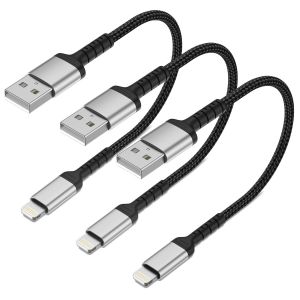 KALANKA-C&acirc;ble de charge iPhone court 20CM, lot de 3 c&acirc;bles USB A vers Lightning MFi certifi&eacute;s en nylon, c&acirc;ble de charge rapide pour iPhone compatible avec iPhone 14 13 12 11 Pro Max XS XR X 8 7 6 Plu - Neuf