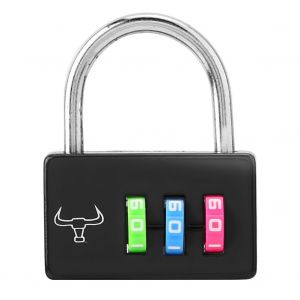 Petit cadenas de voyage colore antivol pour sac a dos, code de mot de passe a 3 chiffres (noir) - Neuf