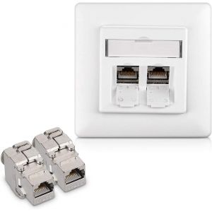 ASFASFq-kwmobile 2X Module Keystone catégorie 6A - Lot avec 2 modules de Brassage et Prise Murale 2 Ports pour branchement câble - Raccord blindé - Neuf
