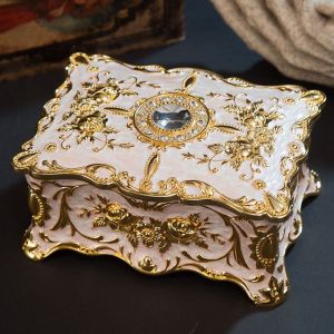 Coffret Cadeau Pour La F&ecirc;te Des M&egrave;res, Bo&icirc;te De Rangement En Alliage De Zinc &Eacute;maill&eacute; Pour Bagues, Boucles D'oreilles, Bijoux (Blanc) - Neuf