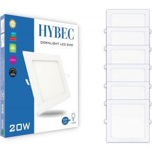 Hybec U2013 Spot Led Encastrable Carr&eacute; 20w, Downlight Salle De Bain, Lustre Chambre Ou Bureau, Luminaire Blanc Int&eacute;rieur (Pack 6) - Neuf