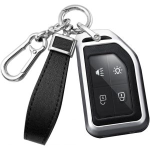 &Eacute;tui de cl&eacute; de Voiture Intelligent Compatible avec Volvo en Cuir pour cl&eacute; de Camion Volvo FH16 FM Evro 6 Cargo 555 Heavy Truck T&eacute;l&eacute;commande Bo&icirc;tier de cl&eacute; argent&eacute; Noir - Neuf