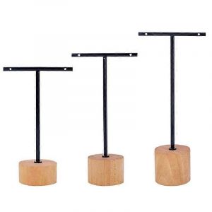 3 Pcs T Bar Boucle D'oreille Pr&eacute;sentoir Avec Base En Bois Bijoux Supports Suspendu Bijoux Organisateur Pour Pho - Neuf