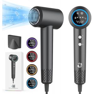 Karafun S&egrave;che Cheveux Ionique, 2200w Avec Embout Pour Un S&eacute;chage Rapide, &Eacute;cran Hd 110 000 Tr/Min Moteur Professionnel Haute Vitesse, 400 Millions Ionique Plasma Pour Maison Et Voyages (Noir) - Neuf