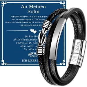 Bracelet Papa Bracelet En Cuir Cadeau Fête Des Pères Hommes Cadeaux Bracelet Avec Gravure Bracelet Pour Papa Gravure Papa Bracelet En Cuir Cadeau Père Cadeau D'anniversaire Bijoux Pour Papas - Neuf