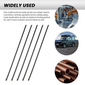 Attaches zipp&eacute;es en m&eacute;tal noir 100Pcs 11,8 pouces 304 attache de c&acirc;ble en acier inoxydable - Neuf