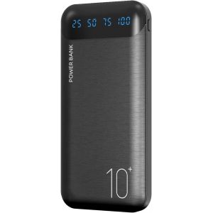 Power Bank 10,000 mAh Portable External Battery Charger with 2 USB 2.4 A Outputs and USB C Input Compatible with Huawei iPhone 12 11 X iPad Samsung Galaxy S20 Android Tablet Plus (Black, Large) - Neuf