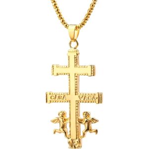 Trahoo-Collier Épais Homme Grande Chaîne En Acier Inoxydable Chaîne Celtique Épaisse Vintage Pendentif Croix Symbole Nordique Bijou Amulette Protection Long 60 Cm - Neuf