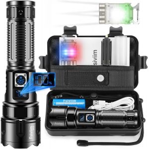 Hljhj-Lampe Torche Led Ultra Puissante, 1,000,000 Lumens Lampe Torche Rechargeable, Lampe Torche Tactique, Longue Portée, 5 Modes D'éclairage, Zoomable, Pour Camping - Neuf