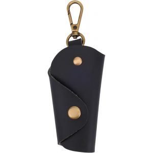 CAUC-Porte-Cl&eacute;s en Cuir Noir, 14 x 5 x 2,8 cm Organiseur de Cl&eacute;s avec Porte-Cl&eacute;s Housse de Protection Portable Compacte et &Eacute;l&eacute;gante en Cuir - Neuf