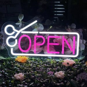 Panneau Lumineux Led N&eacute;on Pour Salon De Coiffure, Salon De Coiffure, Studio De Coiffure, Avec Interrupteur &Agrave; Intensit&eacute; Variable Et Cha&icirc;ne De Suspension, Cadeau Pour Coiffeur, 41 X 20 Cm - Neuf