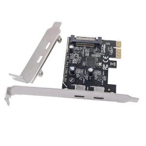 Carte d'extension PCIe X1 vers double USB-C 3.2 Gen1 5 Gbit/s avec ASM1042 pour ordinateur de bureau - Neuf