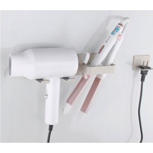 Porte Sèche Cheveux,Support de Lisseur avec Range-Câbles,Support Mural pour Organisateur de Sèche-Cheveux Multifonction pour Hôtel de Chambre à Coucher de Salle de Bain,Barbershop (Gris) - Neuf