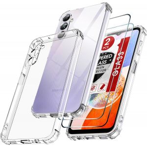 Coque Antichoc Pour Samsung Galaxy A14 4g/5g (6,6") Et 2 Verres Tremp&eacute; Film Protection Ecran Little Boutik&reg; - Neuf