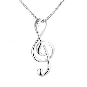 Collier Pour Femme, Pendentif Note De Musique En Argent Sterling 925, Cha&icirc;ne Avec Pendentif Pour Filles Et Enfants, Argent Sterling - Neuf