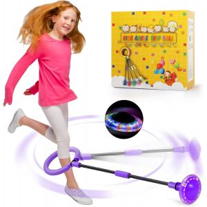 Mdy-Cheville Skip Ball,Pliable Anneau De Saut De Cheville Violet Coloré Anneau De Saut Clignotant Enfants Cheville Saut Boule Flash Saut Anneau Ball Parfaits Cadeaux Pour Les Filles De 6, 7, 8, 9,10 - Neuf