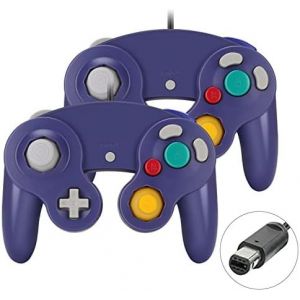 2 paquets de Manette de Jeu Classique avec Vibration, Compatible avec la Manette Gamecube/Wii U/Wii/PC/Switch, Bleu violet - Neuf