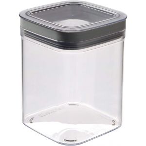 CMWS-CURVER Dry Cube 1.3L - Bo&icirc;te de Conservation Alimentaire Herm&eacute;tique et Emplibale pour la Cuisine - Pour Aliments Secs - 11,8x11,8x14,8 cm -Transparent/Gris, Cranberry - Neuf