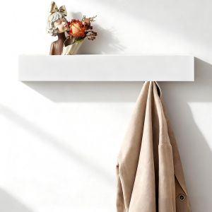 Crochet Porte Manteau, Porte Manteau Mural Blanc, Porte Manteau Salle De Bain avec 5 Crochets Cach&eacute;s, Style Minimaliste, pour le Salon, la Chambre, le Couloir, L'entr&eacute;e - Neuf