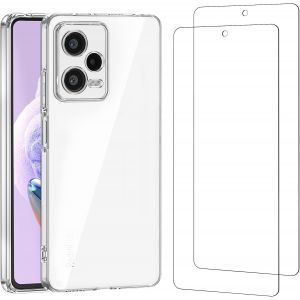Kal-Coque Pour Xiaomi Redmi Note 12 Pro 5g Ultra Transparente Silicone En Gel Tpu Souple Et 2 × Verre Trempé Pour Xiaomi Redmi Note 12 Pro 5g Film Protection Écran - Neuf