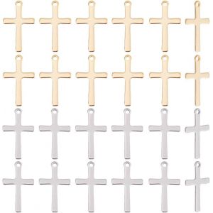 Kal-Pcs 2 Couleurs Croix Breloques Ankh Croix Breloques 201 Acier Inoxydable Croix Breloques Métal Boucle D'oreille Breloques Bracelet Breloques Pour Femmes Wen Fabrication De Bijoux - Neuf