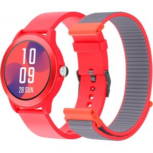 KALANKA-Smartee Duo Vivo - Smartwatch Montre Intelligente de Couleur Rouge avec Bracelet Interchangeable, Cadran Rond Haute d&eacute;finition 1. 27&iquest;, appels Bluetooth, 8 Jours de Batterie, 100 Sports, IP68 - Neuf