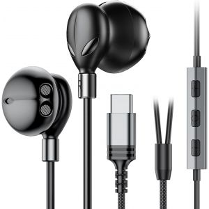 KALANKA-Casque USB C Pour iPhone 16/15 Pro Max Plus &Eacute;couteurs avec fil Type C Pour SamsungGalaxy S25 S24 Ultra S23 A16 In-Ear Casque fil Type C avec microphone Pour Apple iPadpro Google Pixel 9 (Noir - Neuf