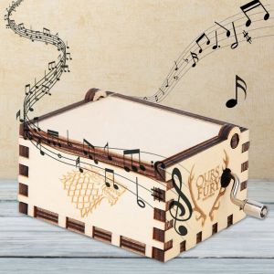 HJLIAN Boite a musique vintage en bois blanc sculpte, boite a musique retro (jeu du trone) - Neuf
