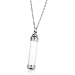 Kal-Collier Balle Flacon Bouteille Acrylique Transparent Pendentif Funéraire Urne Cendres Recipient Ouvrir Contenant Commémoratif Souvenir Bijoux Avec Chaîne - Neuf