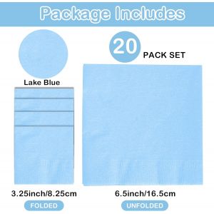 20 Pi&egrave;ces Bleu Clair Serviettes Anniversaire,Serviettes Bleu Clair Decoration Anniversaire,3 Plis 33x33cm Serviettes Cocktail En Papier Pour F&ecirc;te Anniversaire - Neuf