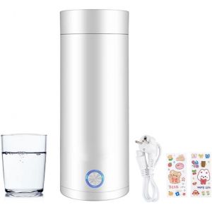 Bouilloire de Voyage, 400ml Bouilloire Electrique Portable, Bouilloire en Acier Inoxydable, Bouilloire de Voyageavec C&acirc;ble Dalimentation, Envoyer 2PCS Autocollants, pour Th&eacute; Lait Caf&eacute; (Blanc) - Neuf