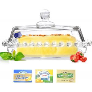 Mevronisshop-Beurrier En Verre,Butter Dish,Beurrier Hygi&eacute;nique En Verre,Boite A Cake Rectangulaire,Bo&icirc;te Fabriqu&eacute;e Avec Des Mat&eacute;riaux Durables En Verre Avec-100% Sans Bpa-Pour 250 G De Beurre - Neuf