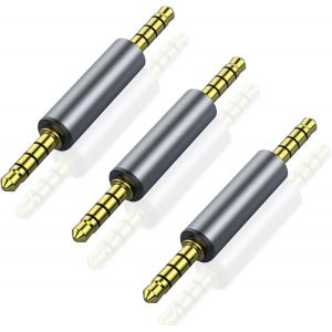 LORANKA-Lot de 3 adaptateurs Audio 3,5 mm, Adaptateur Jack st&eacute;r&eacute;o TRRS 3,5 mm 1/8"" Prise st&eacute;r&eacute;o 3,5 mm coupleur m&acirc;le connecteurs plaqu&eacute;s Or - Neuf