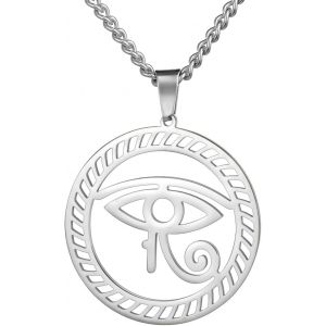 Kal-Oeil D'horus Ankh Collier Pour Femmes Hommes Acier Inoxydable Ancien Oeil D'horus &Eacute;gyptien Avec Signe De Vie &Eacute;gyptien Croix Ankh | Double Aile Collier Pendentif Amulette Bijoux - Neuf