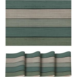 Sjzg-Lot De 4 Sets De Table En Pvc - Vert Eau - Bois Vieilli - 30 X 45 Cm - R&eacute;sistant Aux Taches Et &Agrave; La Chaleur - D&eacute;coration De Cuisine - Neuf