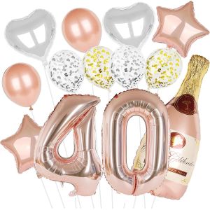 MEVRONISSHOP-D&eacute;coration Anniversaire 40 Ans Femme, Rose Gold Ballons Confettis 40 H&eacute;lium Paillette, Ballons H&eacute;lium Paillette Femme, Cadeau Ballon de F&ecirc;te pour Homme (40 Ans) - Neuf