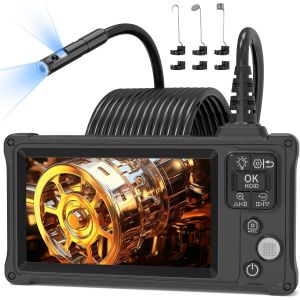 MEVRONISSHOP-Camera Endoscopique Double Objectif avec 8+1 Lumi&egrave;res LED R&eacute;glables, Cam&eacute;ra d'inspection 1920P HD &Eacute;cran IPS 5"", 16,5FT/5M C&acirc;ble Semi-Rigide, IP67 &Eacute;tanche, pour Plomberie Murale de Voitur - Neuf